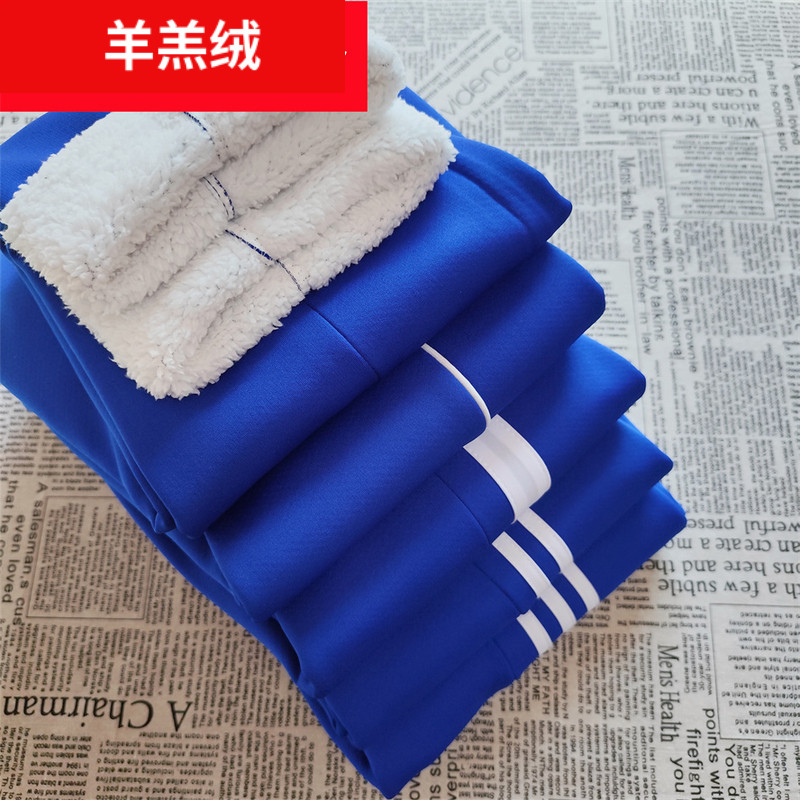 羊羔绒冬季宝蓝色校服裤子小学生初高中一二条杠两道白条加绒加厚,淘宝优惠券,粉丝福利购,淘宝优惠卷