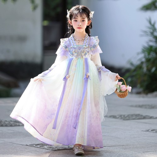 汉服女童中秋连衣裙秋季2025新款儿童古风唐装女孩超仙国风公主裙 - 图2