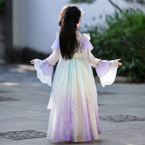 汉服女童中秋连衣裙秋季2025新款儿童古风唐装女孩超仙国风公主裙 - 图3