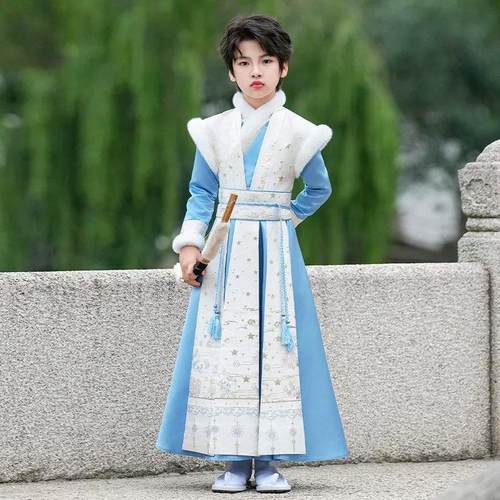 男童汉服秋冬2025新款儿童中式国风唐装小少爷帅气古装飞鱼服冬季 - 图2