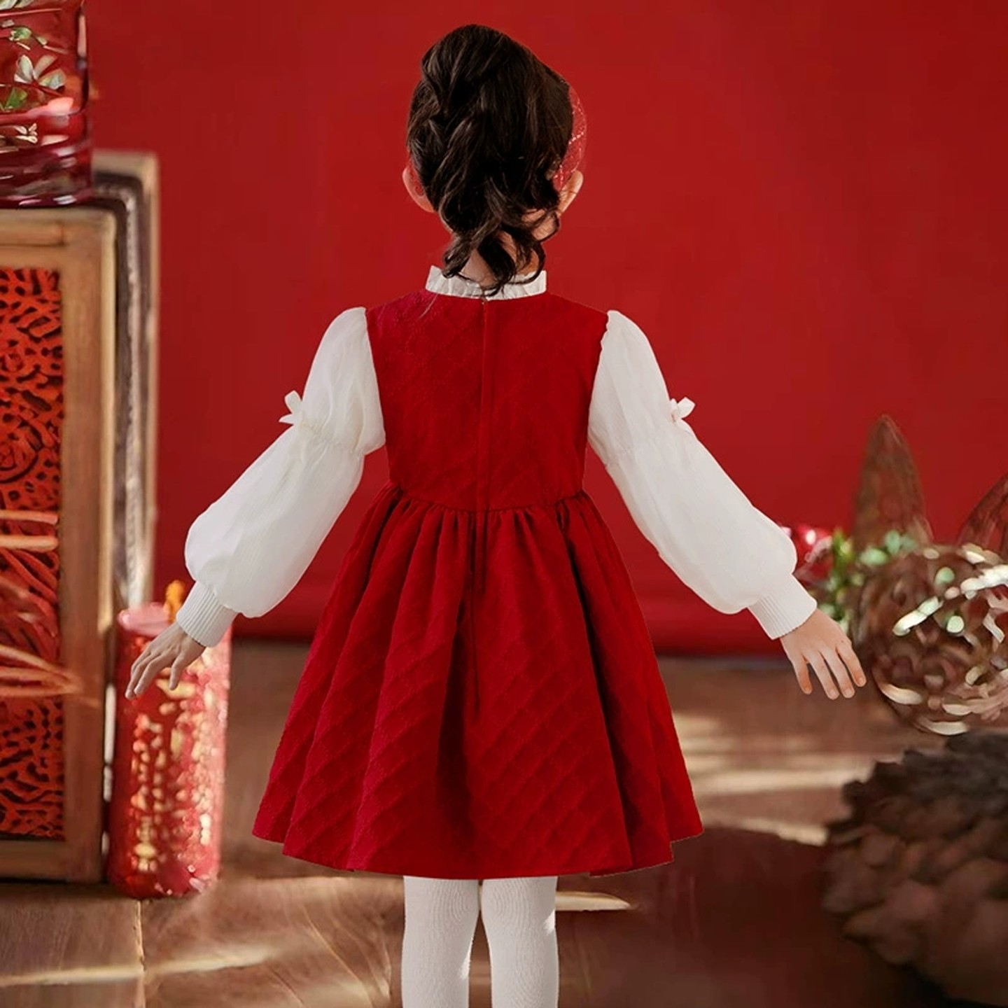 女童连衣裙冬季2025新款儿童加绒公主裙礼服冬款女孩喜庆新年裙子,淘宝优惠券,粉丝福利购,淘宝优惠卷