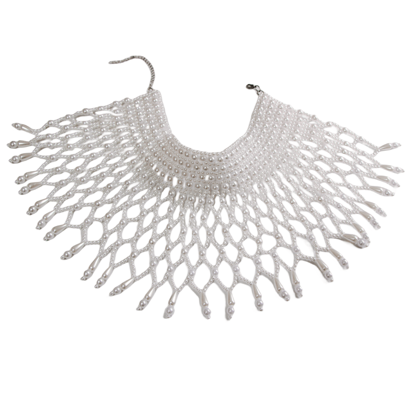 新款大网格珍珠小云肩时尚高领项链假领子女百搭礼服披肩假娃娃领,淘宝优惠券,粉丝福利购,淘宝优惠卷