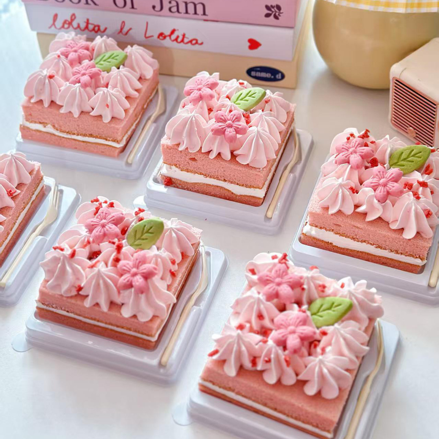 樱花饼干蛋糕装饰粉色花朵摆件冰淇淋雪花冰纸杯甜品烘焙点缀插件,淘宝优惠券,粉丝福利购,淘宝优惠卷