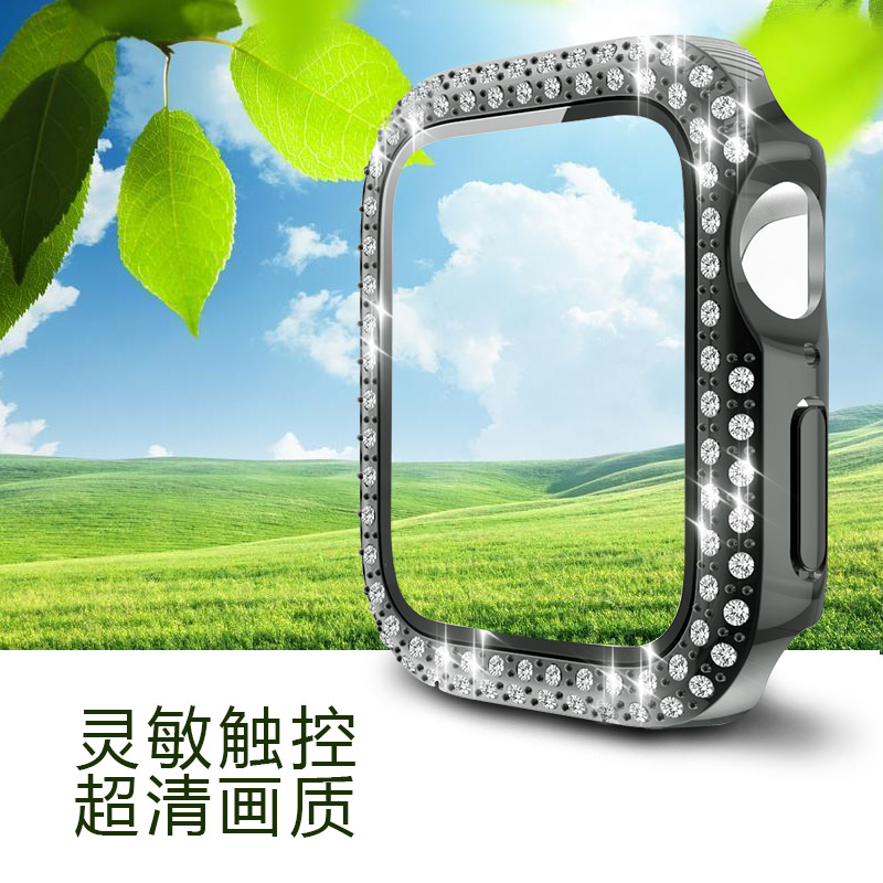 星图适苹果手表带镶钻一体壳全屏钢化贴膜玻璃高清Apple Watch123456se7s89保护套44边框38iwatch40mm42ultra - 图3