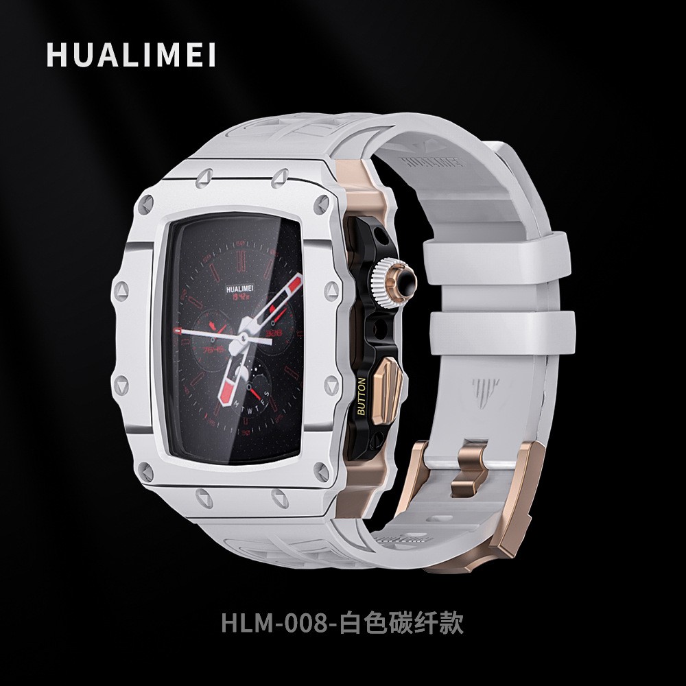 星图iwatch1234567se89s碳纤维保护壳氟橡胶蝴蝶扣表带运动个性苹果手表applewatch44mm45男女改装透明查理德 - 图0