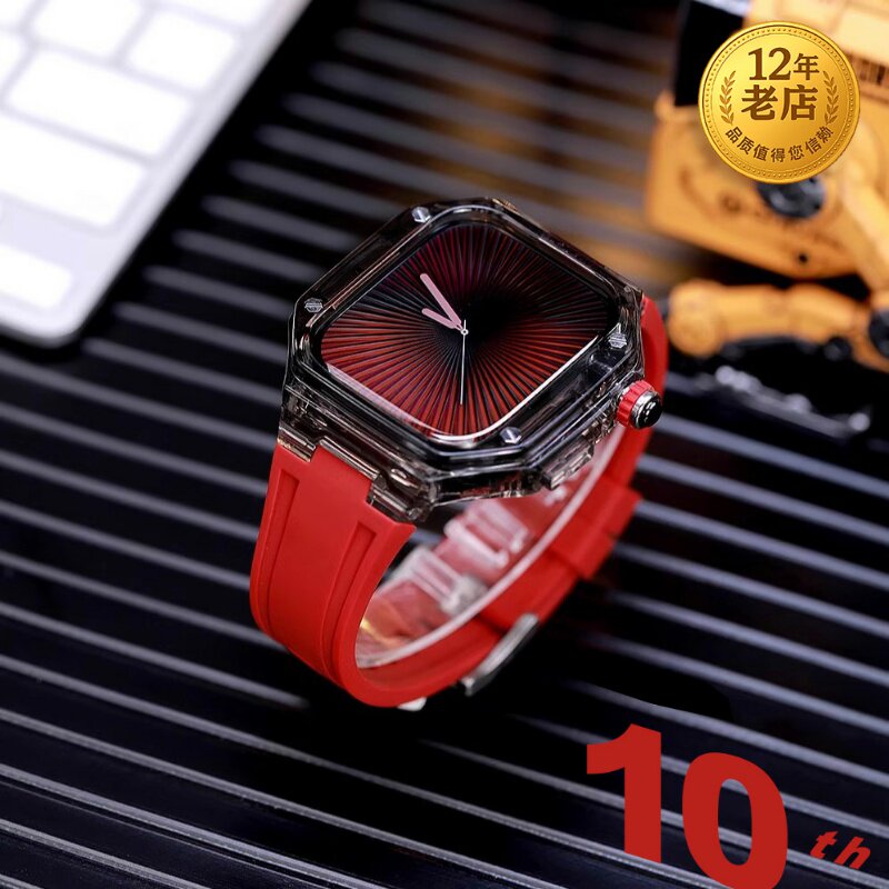 星图改装造iwatch367s89金属11s10代ultra壳套se苹果手表带46橡树45mm49冰川ap蝴蝶扣不锈钢爱透明彼42iPhone