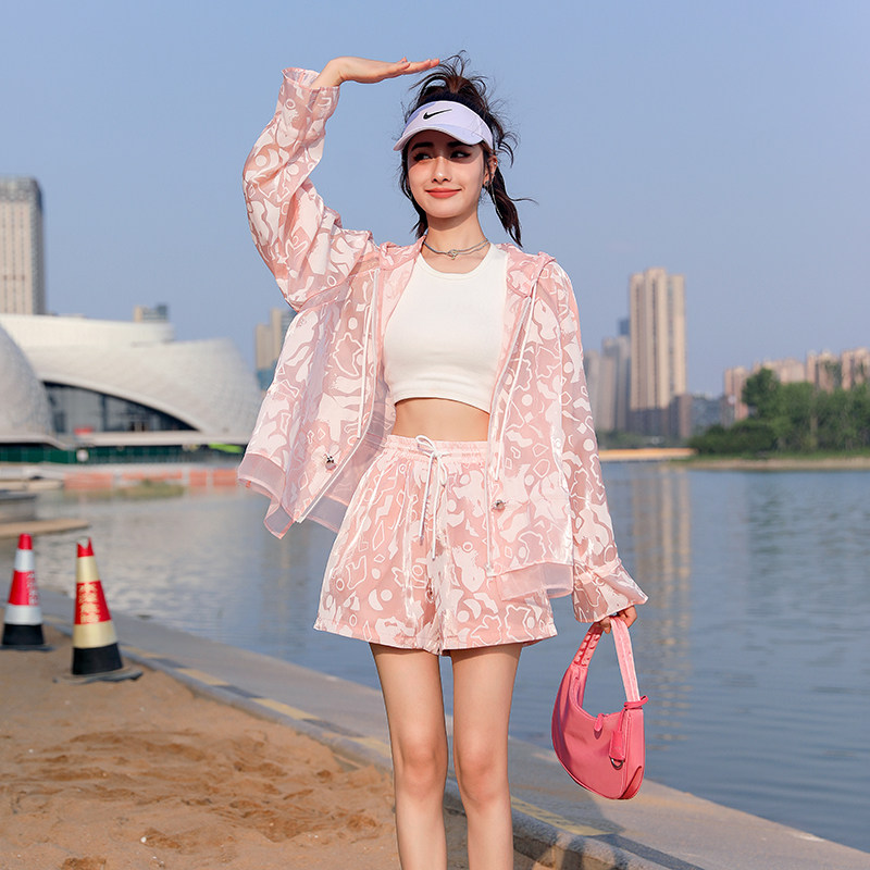 2022夏季新款粉色防紫外线防晒衣 菲然时尚套装