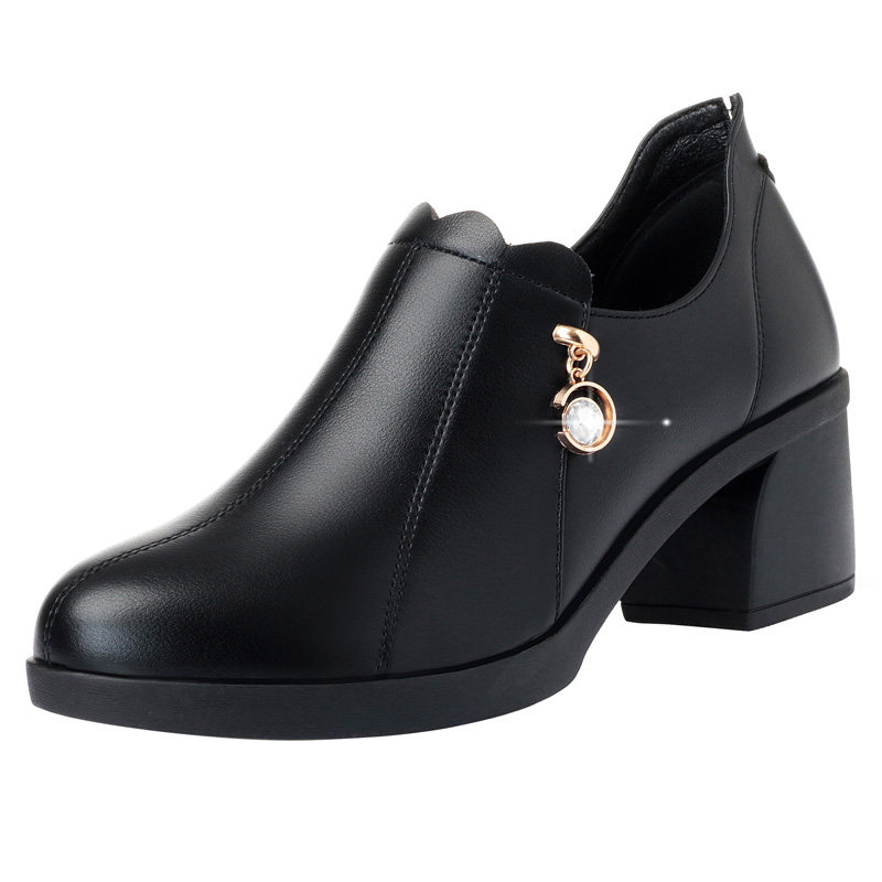 春季中年女鞋妈妈鞋真皮软底中跟单鞋深口舒适防滑粗跟中老年皮鞋,淘宝优惠券,粉丝福利购,淘宝优惠卷