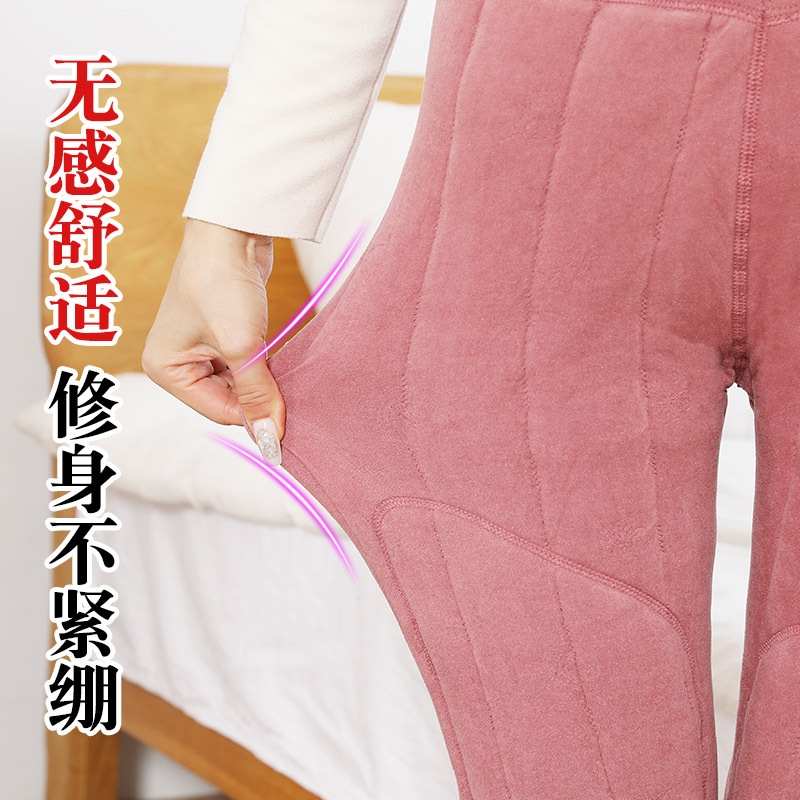 羊毛裤女冬季外穿高腰加厚时尚2024新款显瘦加长加绒工装女款棉裤