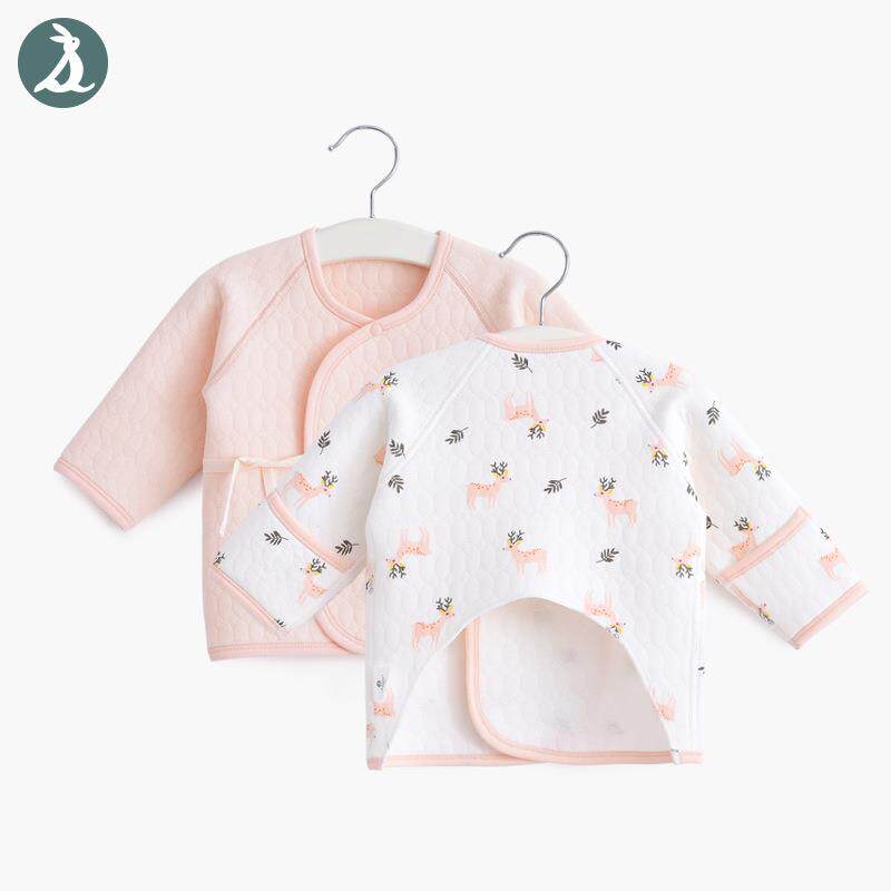 半背衣宝宝空气层系带2件夹棉内衣 巴香草保暖上装