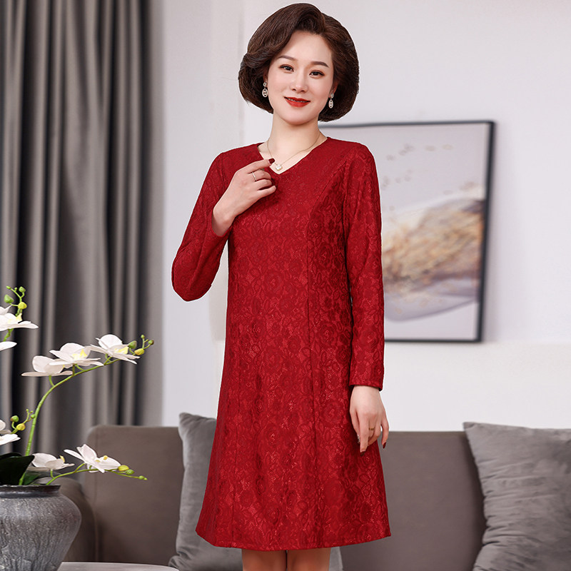 喜婆婆妈妈参加婚宴礼服大码胖mm高贵小个子中年高档遮肚连衣裙秋