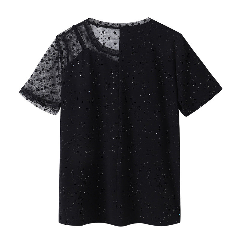 时尚大码拼接圆领宽松显瘦遮肉上衣 云妃秀大码女装