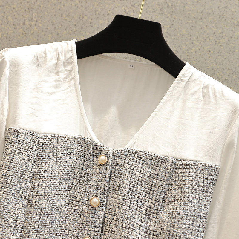 大码女装韩版宽松胖mm显瘦拼接上衣 云妃秀大码女装