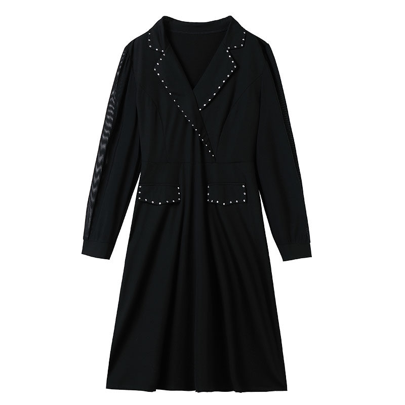 新款大码女装2020秋季v领连衣裙 云妃秀大码女装