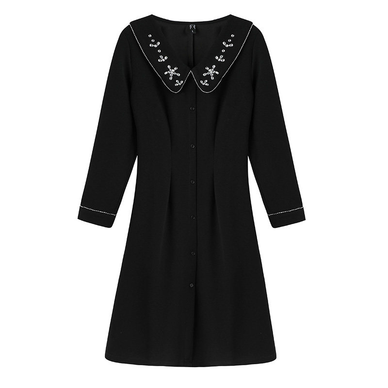 大码女装韩版娃娃领镶钻裙百搭裙 云妃秀大码女装