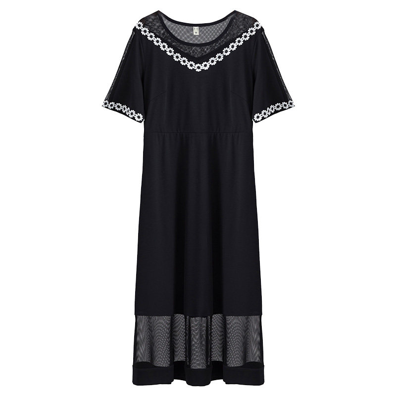 胖mm显瘦圆领洋气大码宽松潮连衣裙 云妃秀大码女装