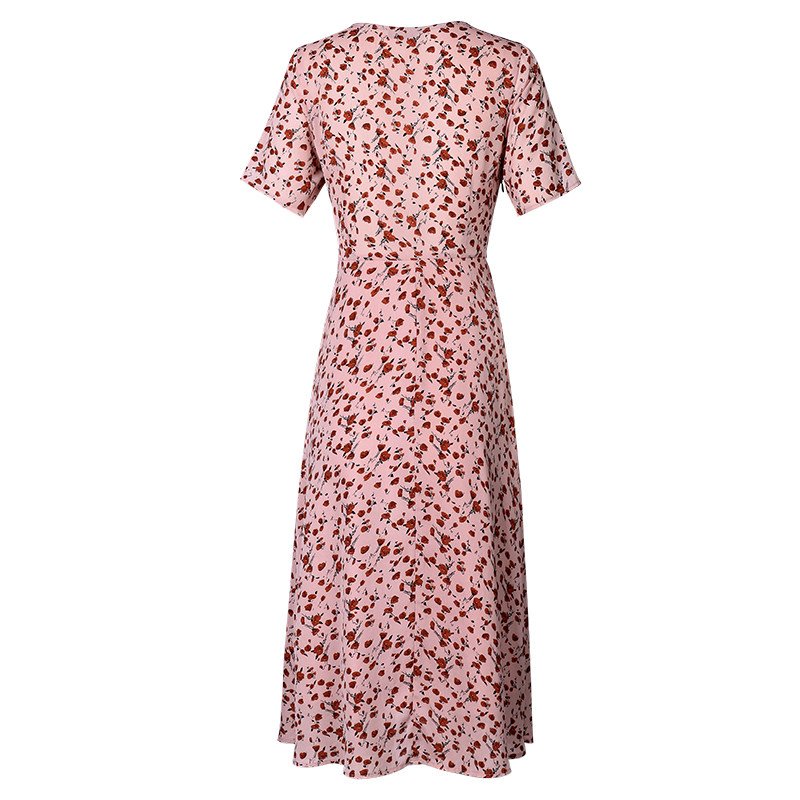 2020夏季新款胖妹妹显瘦v领连衣裙 云妃秀大码女装