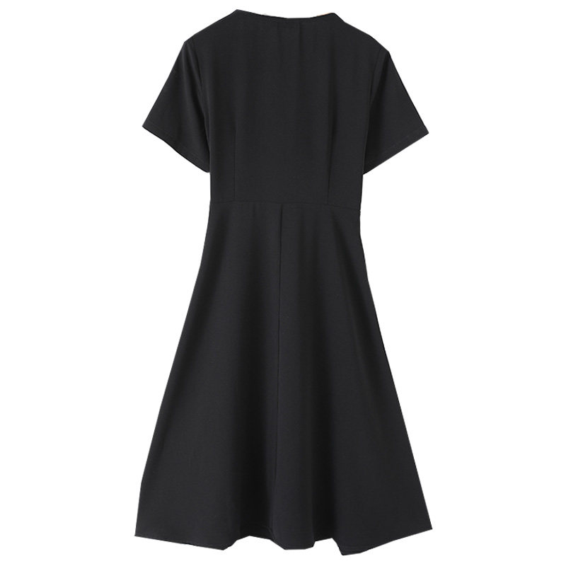 韩版v领撞色大码胖mm显瘦潮连衣裙 云妃秀大码女装