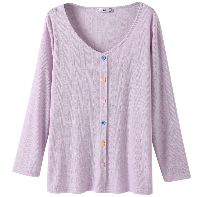 2020秋季新款v领胖mm遮肉韩版上衣 云妃秀大码女装