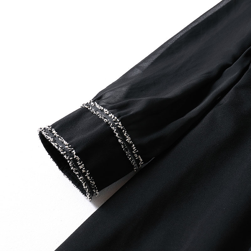 2020秋季方领拼接气质女装潮长袖裙 云妃秀大码女装