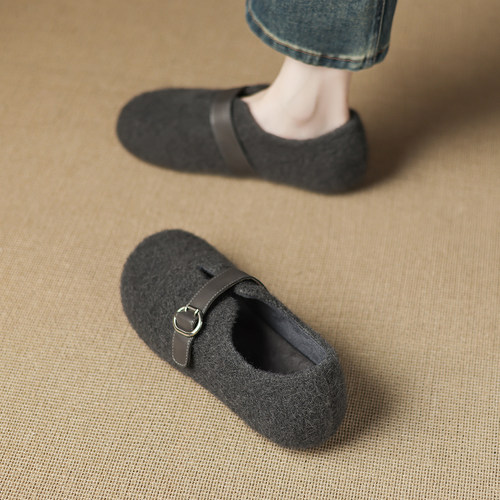 巨好看内增高勃肯鞋女秋冬加绒毛毛鞋外穿2025新款爆款玛丽珍单鞋 - 图0