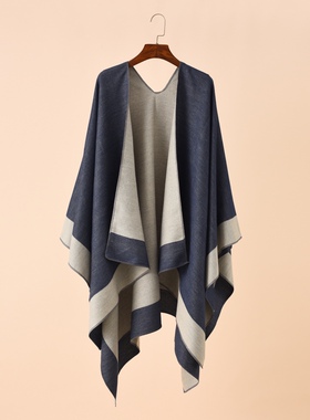 shawl cloak 旅行双面斗篷男女保暖空调房披肩纯色出行逛街大披肩