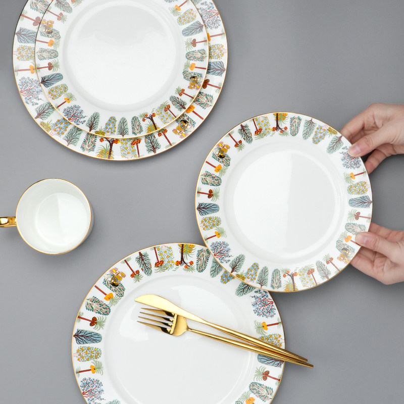 墨色原创轻奢牛排盘西餐餐盘高级感骨瓷盘子碗套装轻奢餐具早餐盘,淘宝优惠券,粉丝福利购,淘宝优惠卷