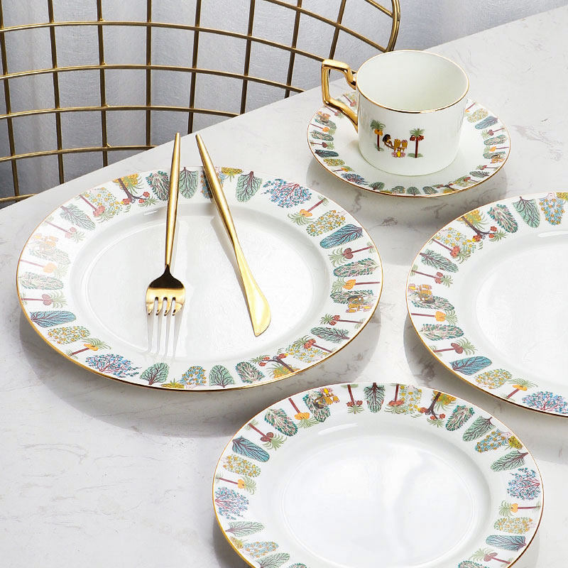 墨色原创轻奢牛排盘西餐餐盘高级感骨瓷盘子碗套装轻奢餐具早餐盘,淘宝优惠券,粉丝福利购,淘宝优惠卷