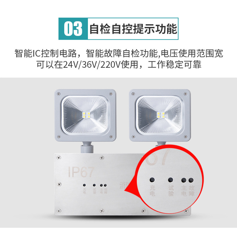 应急疏散指示IP67led户外浴室防水消防安全出口双头多功能标志灯 - 图2