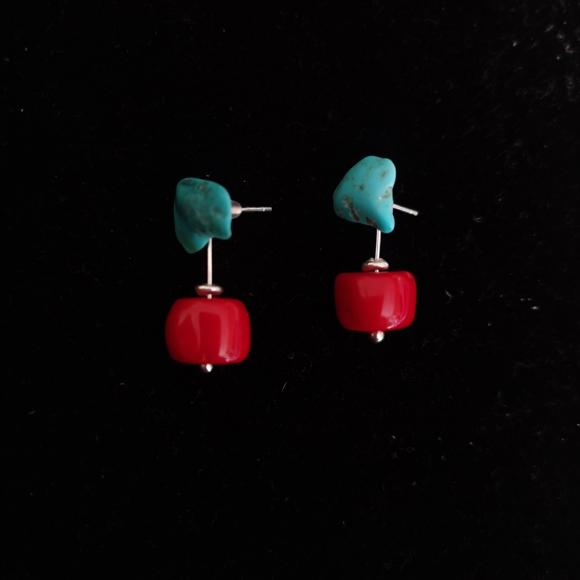 限量手工天然湖北绿松石925银耳环前后堵耳钉泰国手工银925银耳环,淘宝优惠券,粉丝福利购,淘宝优惠卷