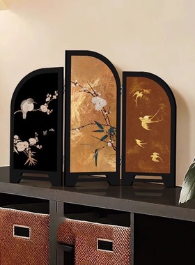 中古风高级感屏风桌面摆件