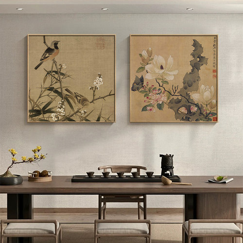 中国风茶室挂画书房装饰画国画花鸟客厅茶文化禅意壁画入户玄关画 - 图3