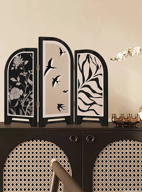 中古风客厅桌面摆件屏风装饰品复古艺术高级感电视柜玄关置物架