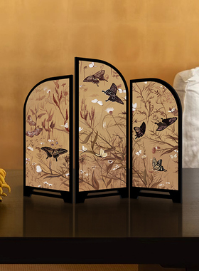 《墨竹》新中式屏风桌面摆件中古风创意玄关摆画茶桌摆台装饰画