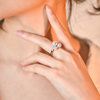 Galaxy Japanese Akoya sea goddess pearl ring 18K white gold diamond flower bead ring colorful bead mini