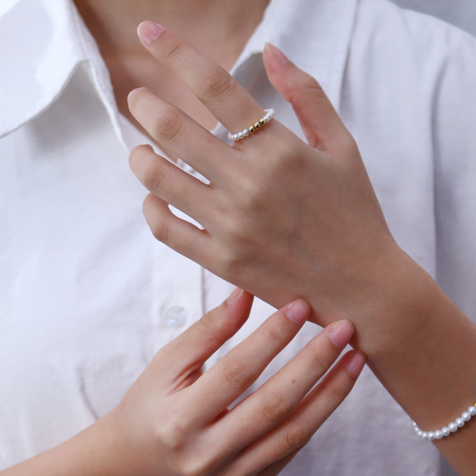 珍珠戒指女18k真金转运小金球极细2mm天然珍珠戒指满圈可DIY素戒,淘宝优惠券,粉丝福利购,淘宝优惠卷