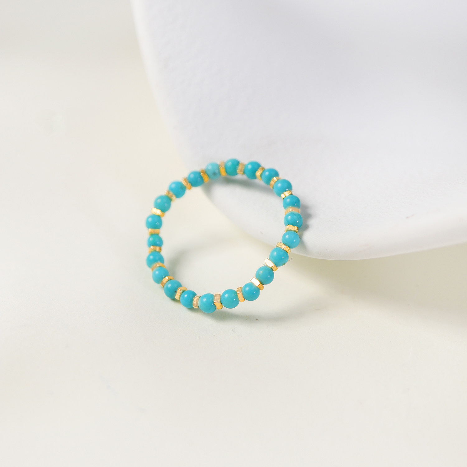 Lucky and protective turquoise gold transit ring for women