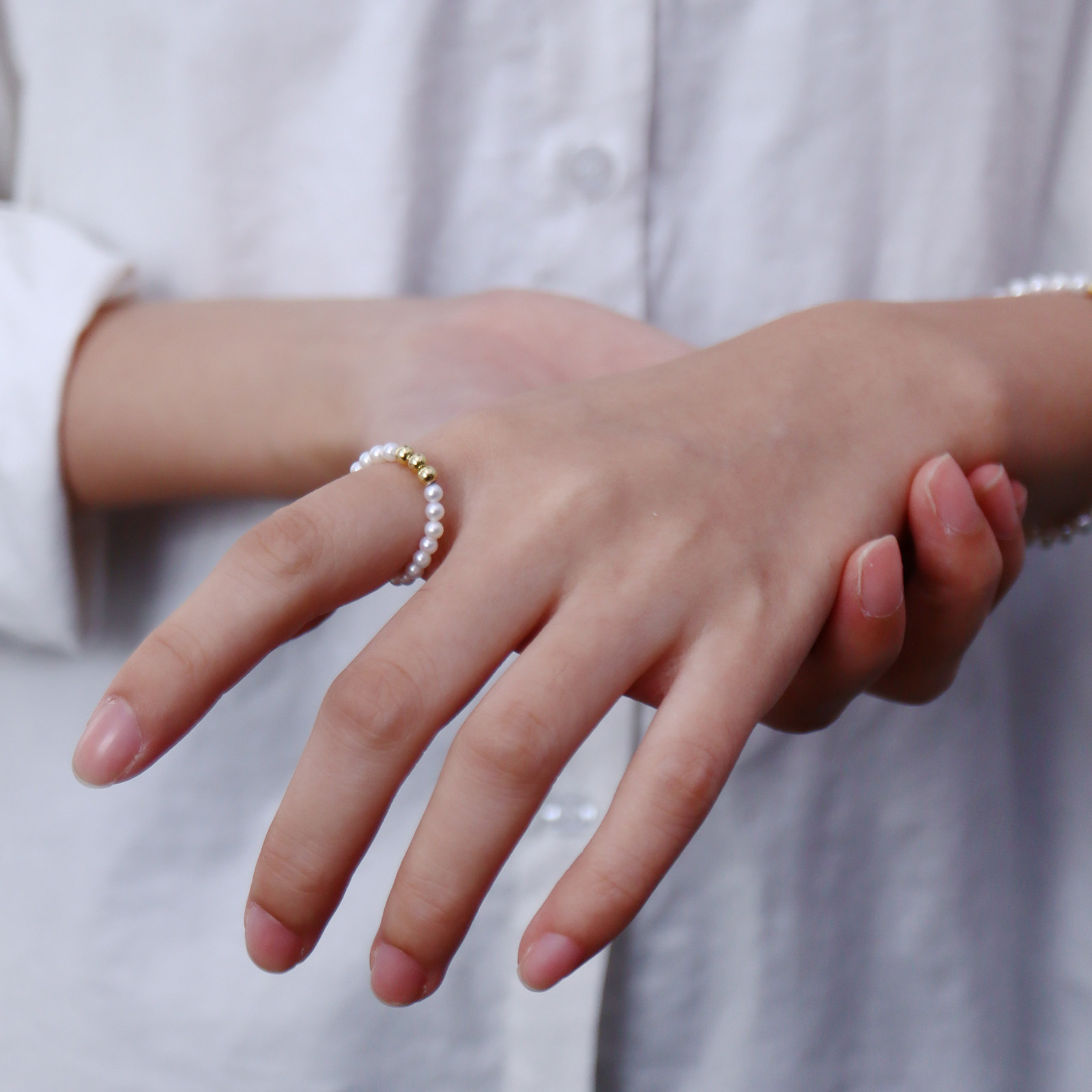 珍珠戒指女18k真金转运小金球极细2mm天然珍珠戒指满圈可DIY素戒,淘宝优惠券,粉丝福利购,淘宝优惠卷