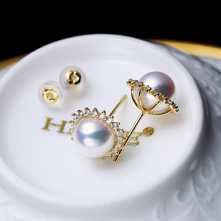何超琼同款日本akoya天然海水天女珍珠耳钉18K黄金钻石太阳花耳环,淘宝优惠券,粉丝福利购,淘宝优惠卷