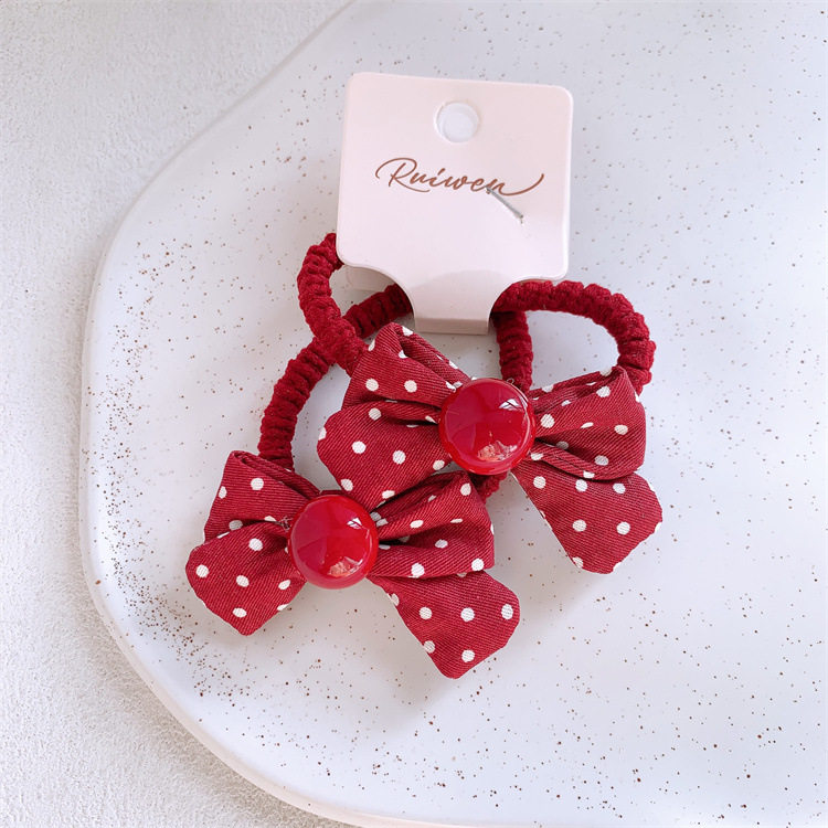 新年红色格纹蝴蝶结儿童发圈女孩扎头发皮筋发绳宝宝对装头绳发饰,淘宝优惠券,粉丝福利购,淘宝优惠卷