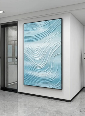 艺美嘉原创手绘油画《碧浪波影》客厅沙发书房装饰画过道走廊挂画