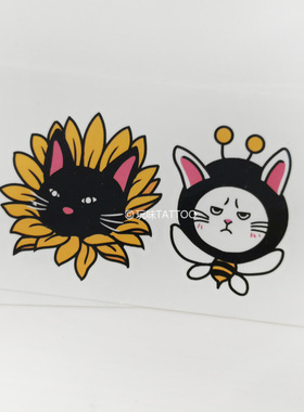 猫咪纹身纹身贴玩味tattoo卡通猫