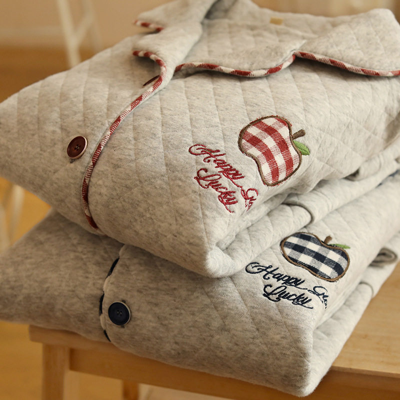 蔓秋MEJU男女情侣保暖睡衣秋冬三层夹棉空气棉套装加厚简约家居服,淘宝优惠券,粉丝福利购,淘宝优惠卷