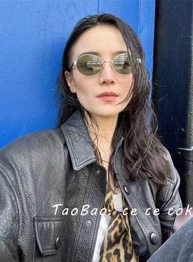 宋佳同款老钱风椭圆防紫外线墨镜