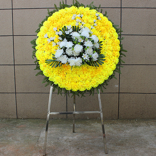 追悼花圈仿真花圈1米菊花圈殡仪馆摆放花圈塑料假花圈陵园祭饰花 - 图2