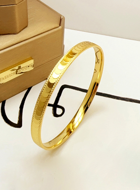 纯黄铜鳞片实心手镯女奢华设计高级气质年轻款闭口手环送母亲礼物
