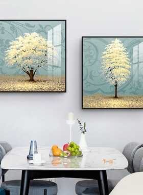 晶瓷轻奢壁画餐厅餐桌挂画免打孔