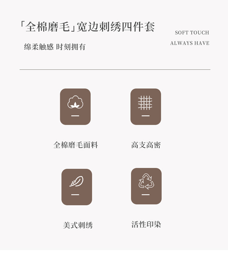 轻奢高档北欧风加厚纯棉四件套100全棉磨毛简约被套纯色潮牌床品