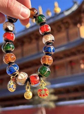 香灰琉璃手串吞金兽串珠手链女北京宫廷雍五色高品质直播饰品