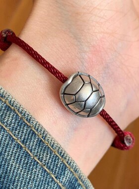 通体足银9999材质男女手链富甲一方纯银古风个性手绳龟壳富甲天下